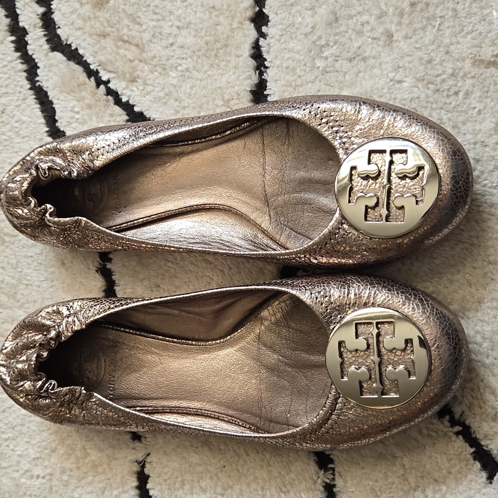 Tory Burch Minnie ballet metallic flats